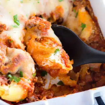 Cheese Stuffed Shells with Meat Sauce | Greens & Chocolate