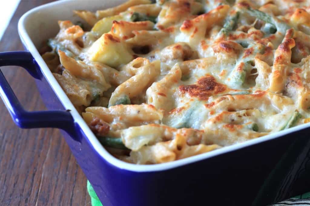sausage and goat cheese baked pasta