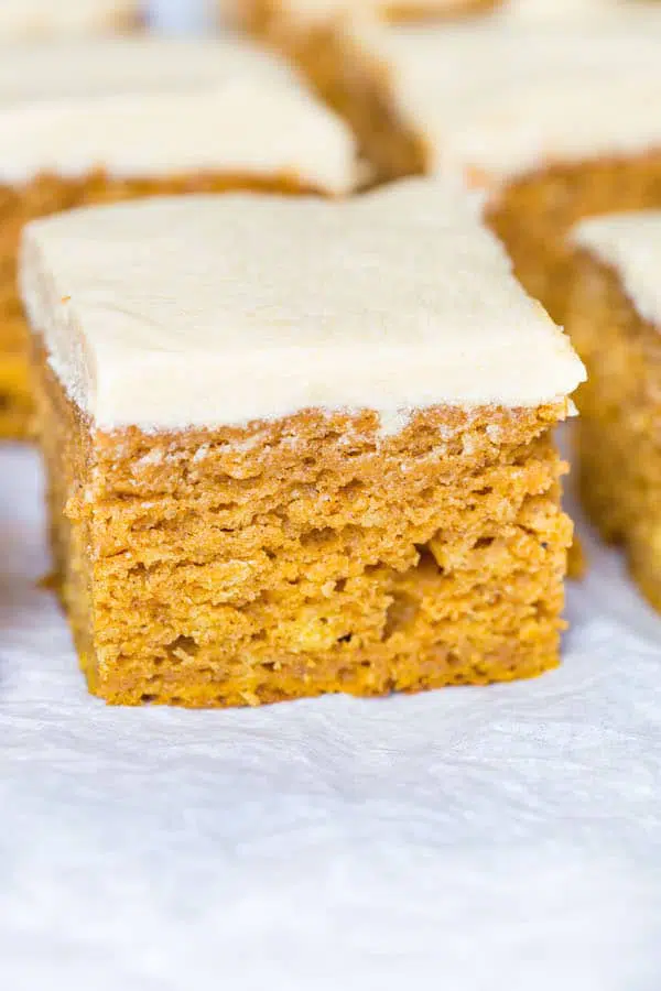 Pumpkin Bars with Salted Caramel Cream Cheese Frosting