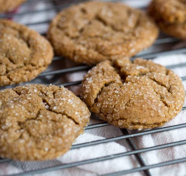 Closeup on the Chewy Ginger Cookies looking absolutely delicious