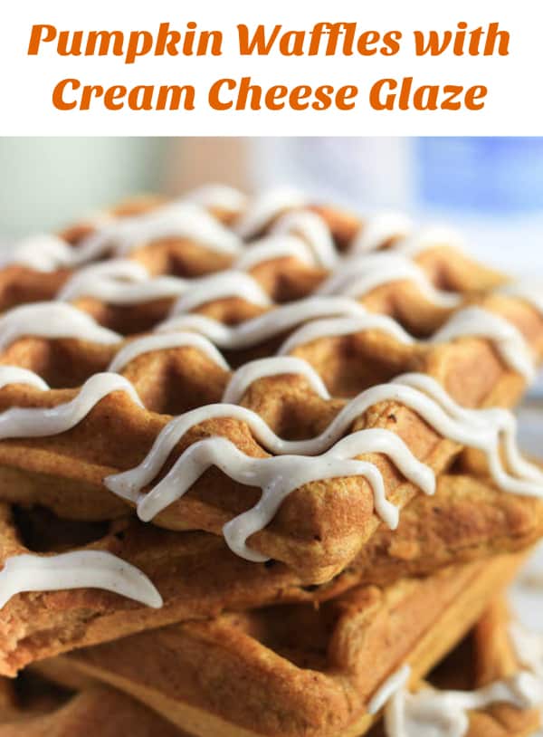 Pumpkin Waffles with Cream Cheese Drizzle