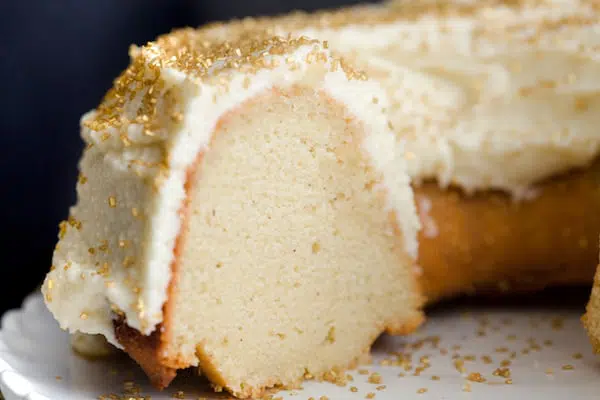 Delicious Boozy Eggnog Bundt Cake with incredible frosting