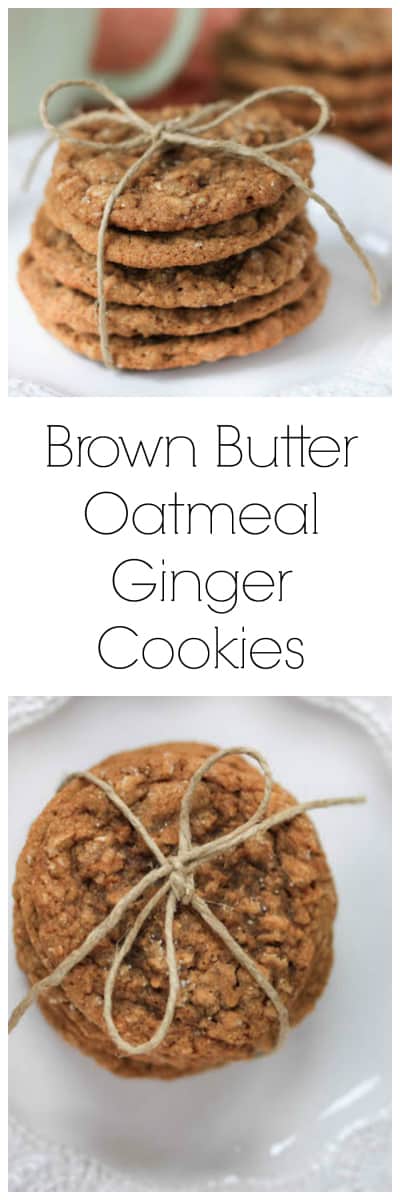 Brown Butter Oatmeal Ginger Cookies super long collage with text overlay