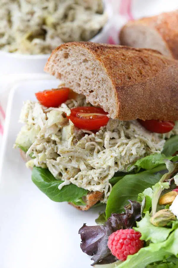 Aritchoke Pesto Chicken Salad Sandwich