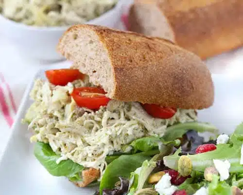 Artichoke and Pesto Chicken Salad Sandwich