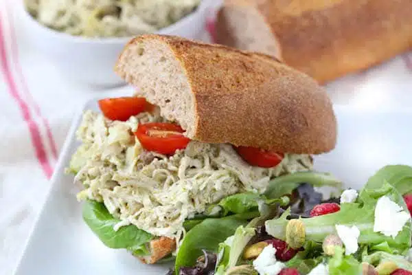 Artichoke and Pesto Chicken Salad Sandwich