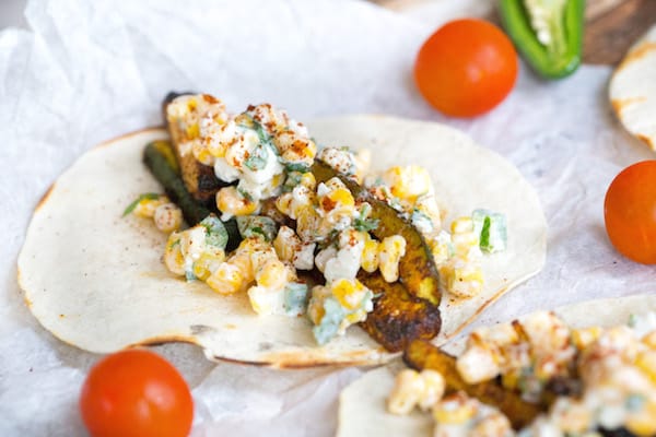 Grilled Zucchini Tacos with Mexican Street Corn Salsa