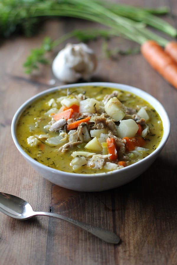 Leftover Turkey Soup with Root Vegetables