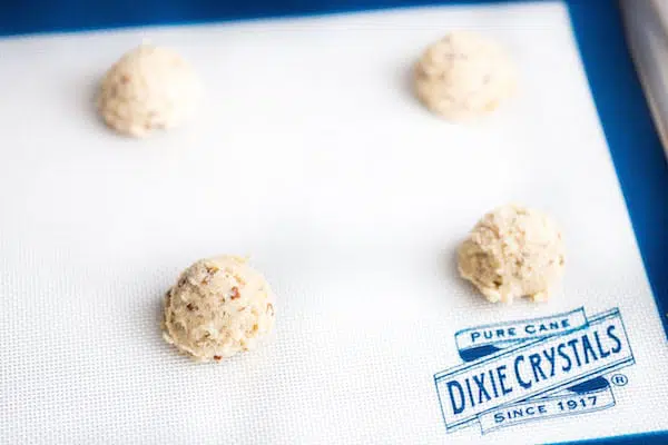In the process of making Butter Pecan Maple Cookies using a Dixie Crystals napkin