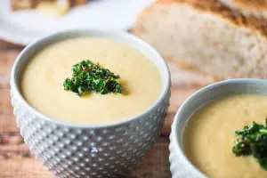 Truffled Cauliflower Soup with Crispy Kale