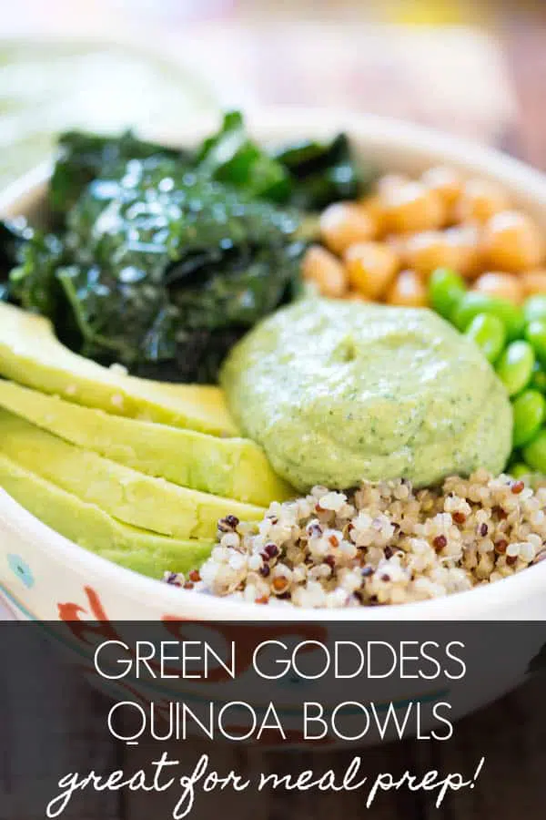 Green Goddess Quinoa Bowls Collage with Text Overlay