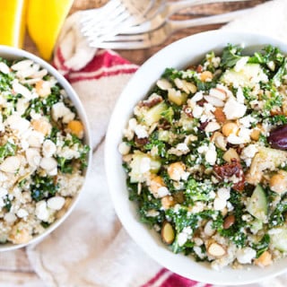 Mediterranean Quinoa and Kale Salad - Overhead on Two Bowls Full of This Delicious Salad
