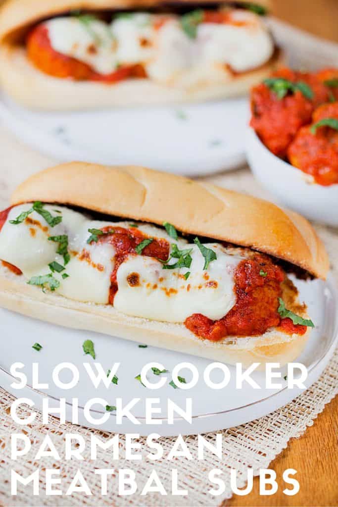 Slow Cooker Chicken Parmesan Meatball Subs