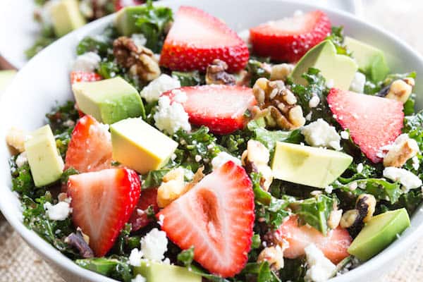 Strawberry and Avocado Kale Salad
