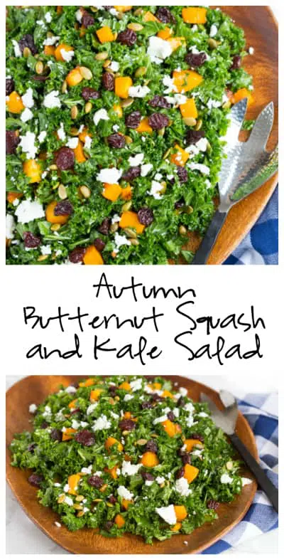 Autumn Butternut Squash and Kale Salad with Maple Mustard Vinaigrette