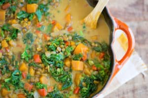 Butternut Squash Lentil Coconut Curry Soup