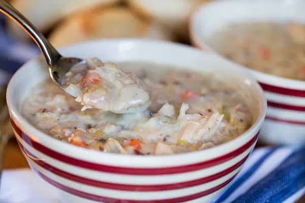 Slow Cooker Turkey Wild Rice Soup with a Spoonful of The Delicious Meal