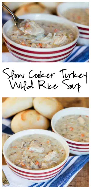 Slow Cooker Turkey Wild Rice Soup Collage with Text Overlay