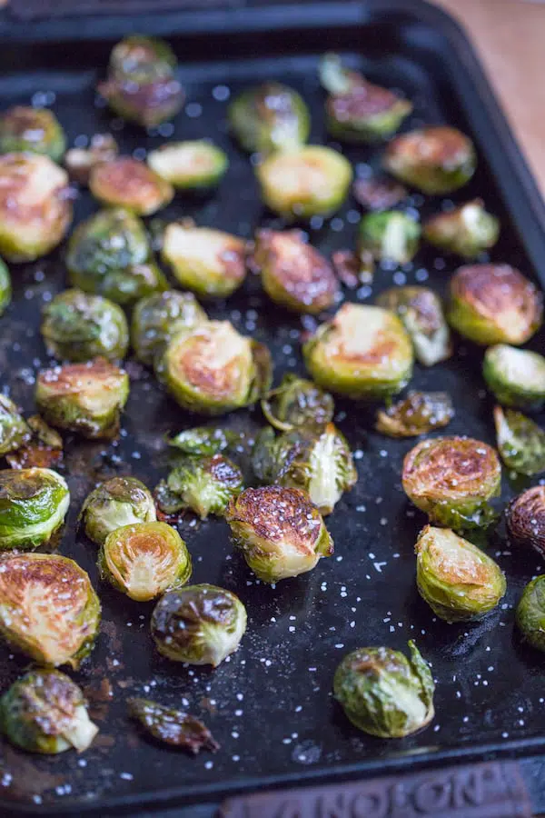 Brown Butter Roasted Brussels Sprouts on a Sheet Pan Beautifuly Cooked