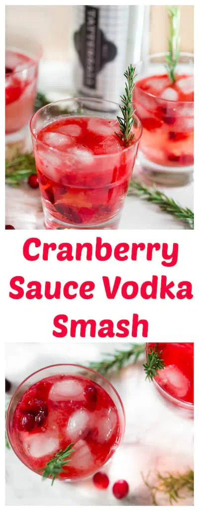 Cranberry Sauce Vodka Smash Collage of Two Images with Text Overlay
