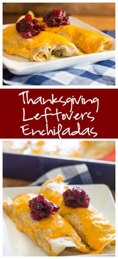 Thanksgiving Leftovers Enchiladas Collage with Two Images and Text Overlay