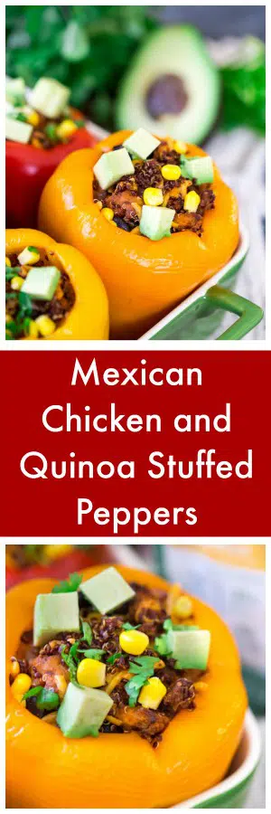 Mexican Chicken and Quinoa Stuffed Peppers Super Long Collage with Text Overlay