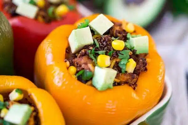 Mexican Chicken and Quinoa Stuffed Peppers - Closeup on the Ingredients that Stuff the Pepper