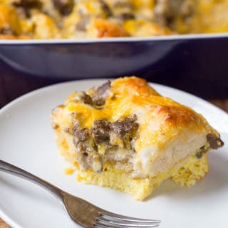 Sausage Egg and Cheese Biscuit Breakfast Casserole