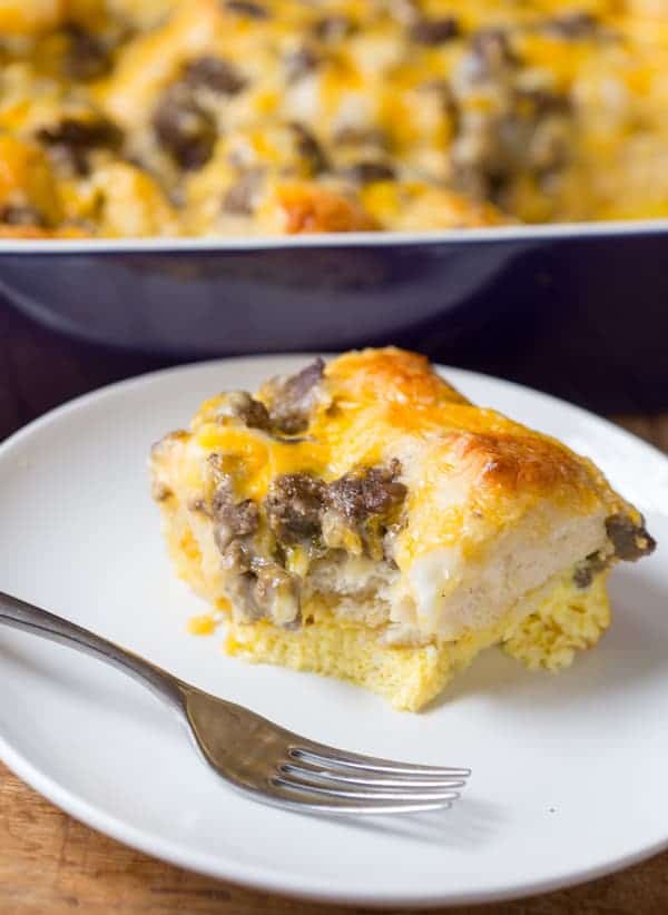 Sausage Egg and Cheese Biscuit Breakfast Casserole