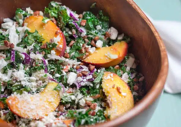 Peach and Kale Salad with Honey Mustard Dressing