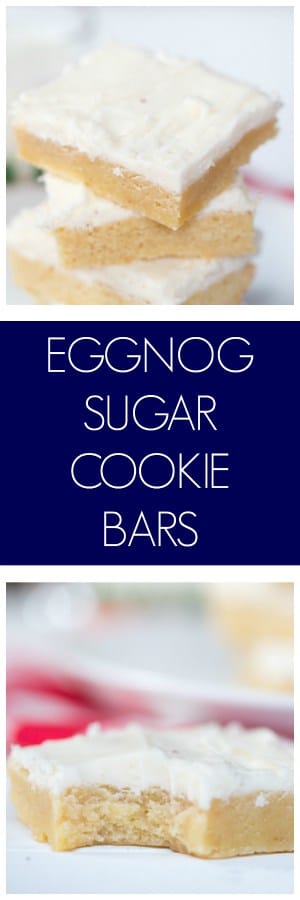 Eggnog Sugar Cookie Bars collage with text overlay