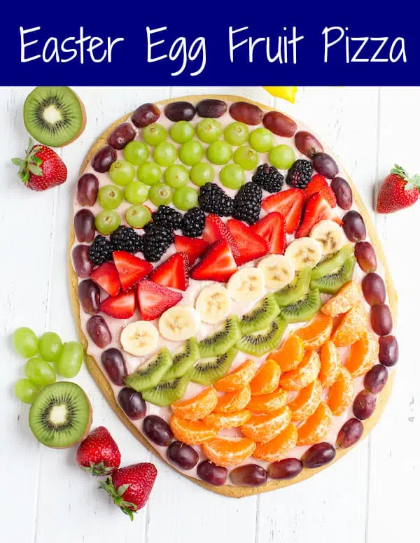 Easter Egg Fruit Pizza Collage with Text Overlay