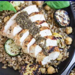Grilled Pesto Chicken Farro Salad