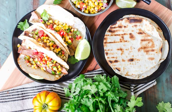 Delicious grilled tacos with and without toppings