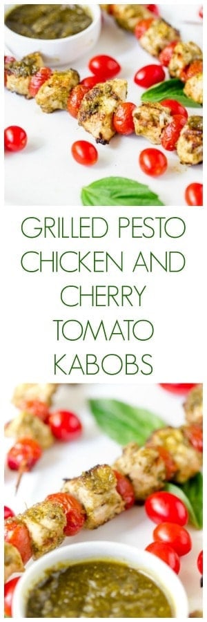 Grilled Pesto Chicken and Cherry Tomato Kabobs
