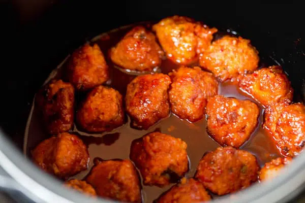 Instant Pot meatballs before serving into bowls