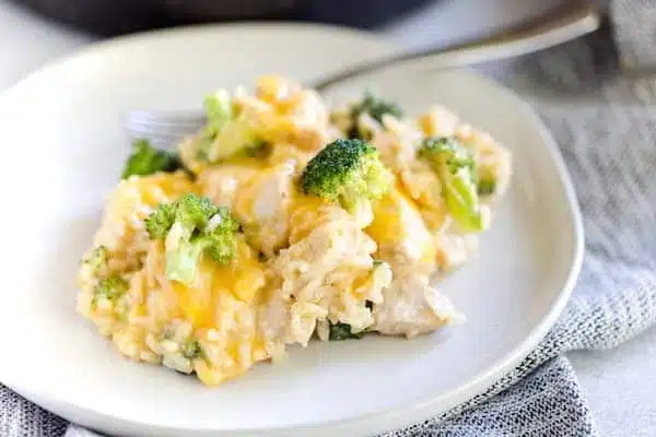 One Skillet Broccoli Cheddar Chicken and Rice
