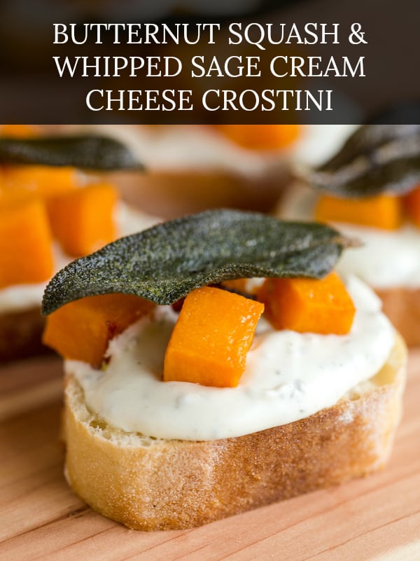 Butternut Squash and Whipped Sage Cream Cheese Crostini