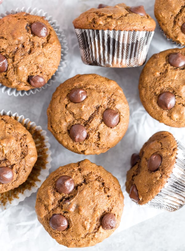 Gingerbread Oat Chocolate Chip Muffins