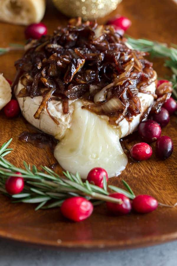 Red Wine Caramelized Onion Baked Brie