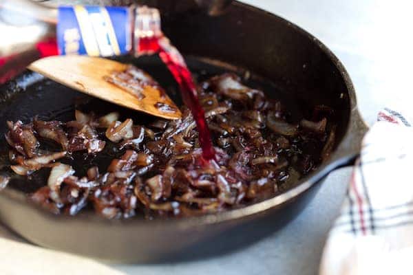 Red Wine Caramelized Onion Baked Brie