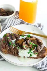 Sous Vide Ribeyes with Gorgonzola Cream Sauce