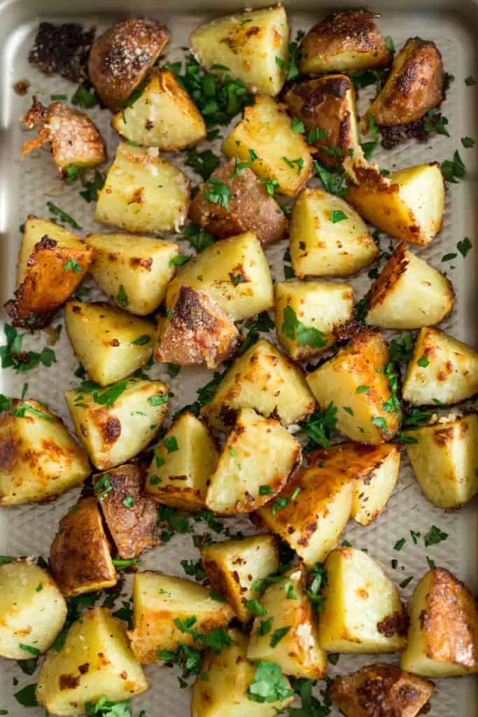 Parmesan Roasted Potatoes | Greens & Chocolate