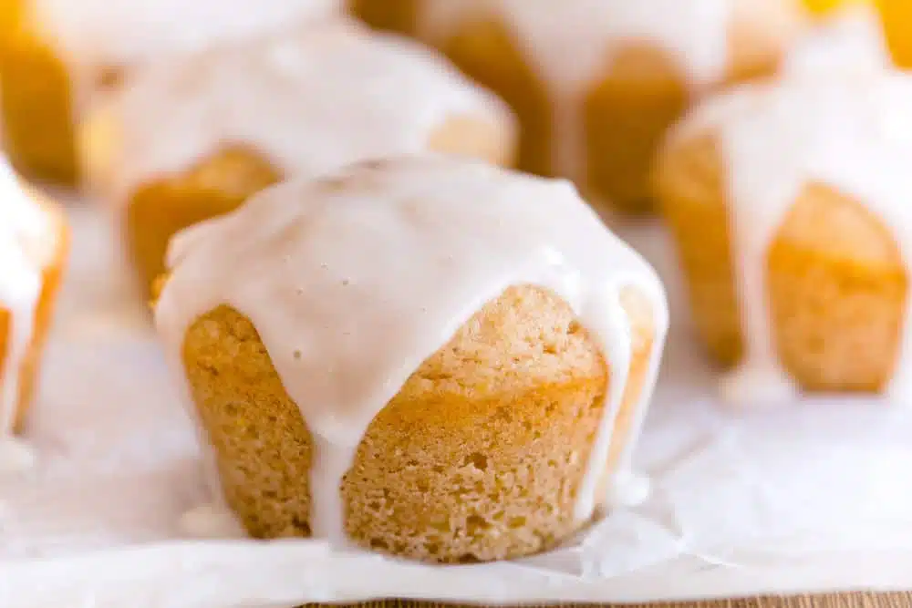 Healthy Lemon Muffins with whole wheat flour, coconut oil, Greek yogurt, and milk.  