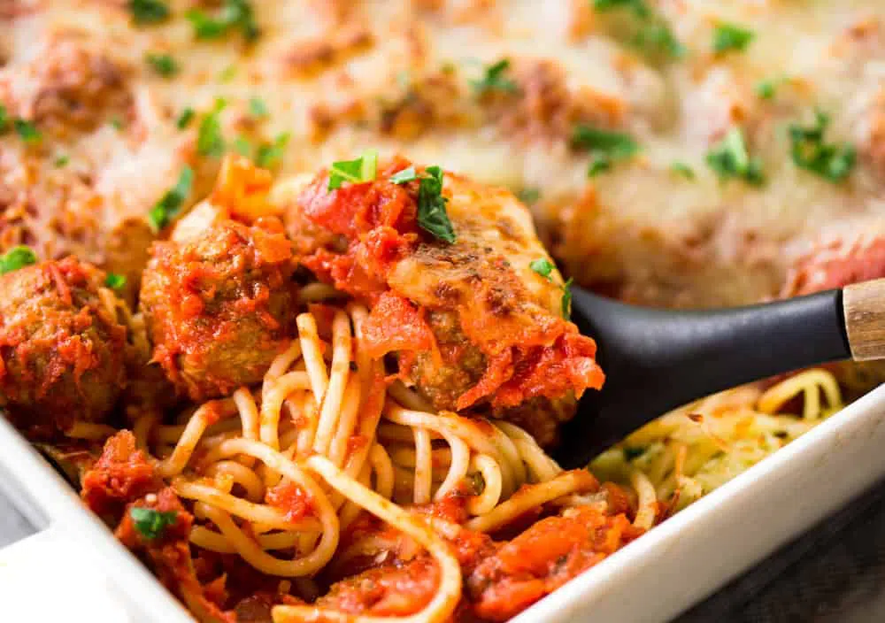 Spaghetti Meatball Casserole