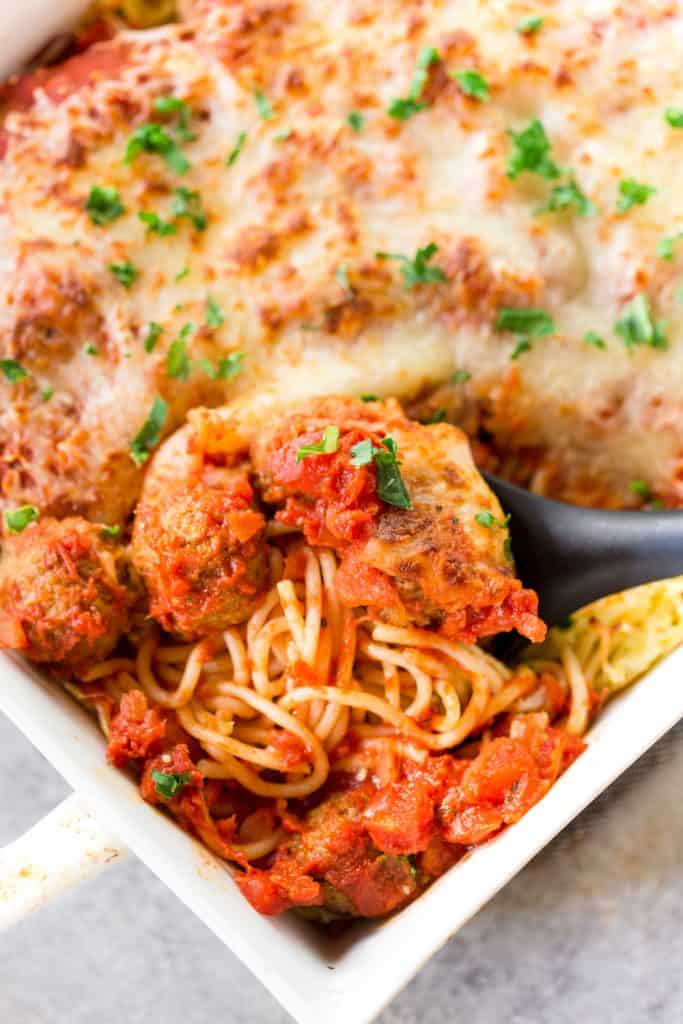 Spaghetti Meatball Casserole