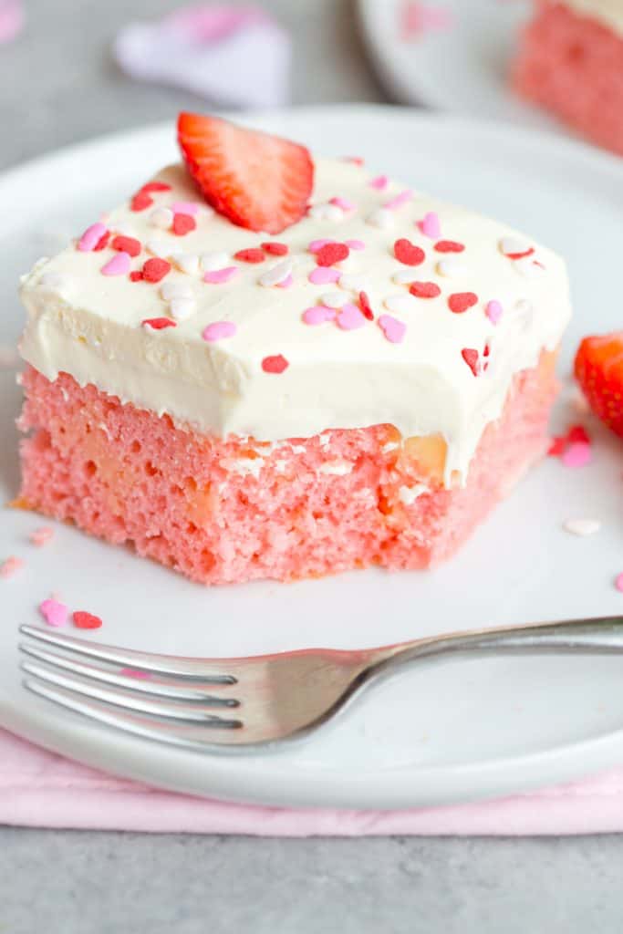 Strawberry Pudding Poke Cake