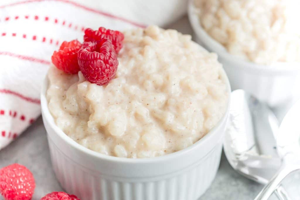 Vanilla Rice Pudding greens & chocolate