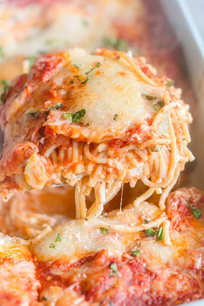 Vegetarian Million Dollar Baked Spaghetti