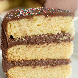 Yellow Cake with Chocolate Buttercream Frosting